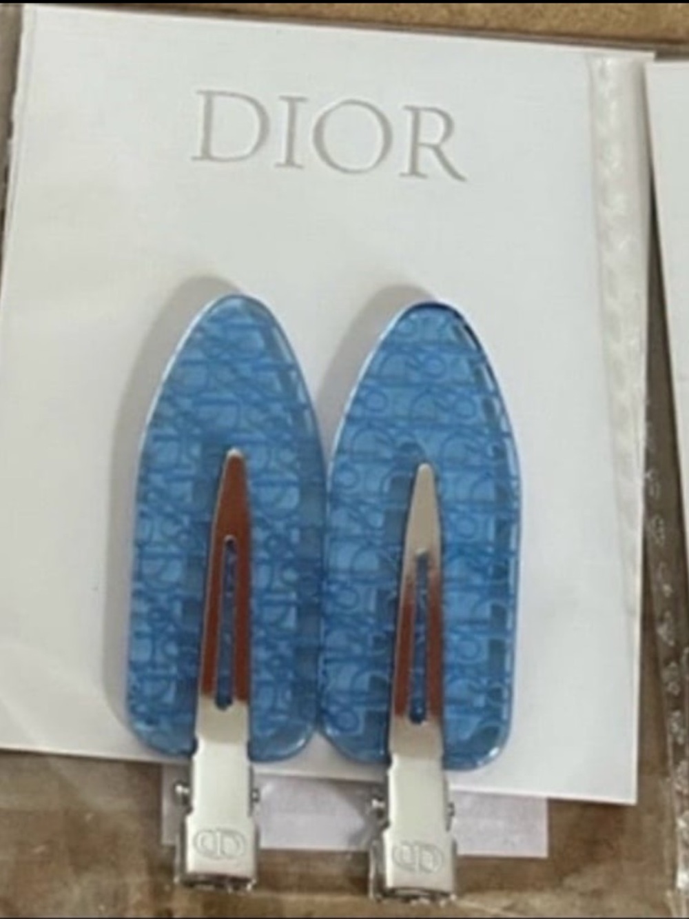 Dior Blue Monogram Hair Clips (Gift with Purchase) NWT